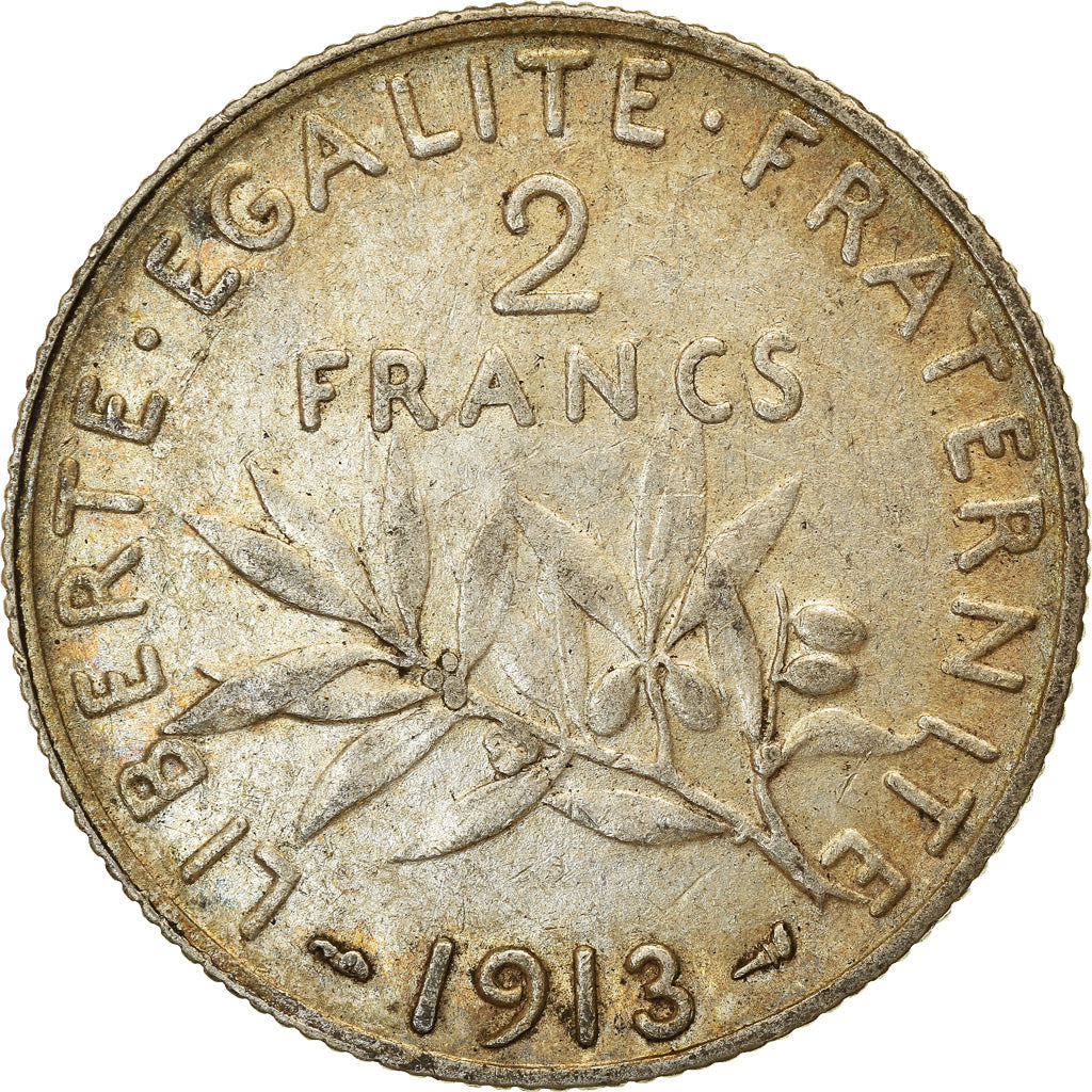 Moeda, França, Semeuse, 2 Francs, 1913, Paris, EF(40-45), Prata, KM:845.1