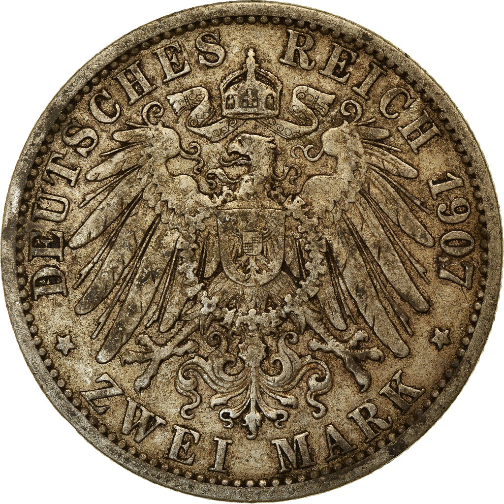 Moneta, Stati tedeschi, PRUSSIA, Wilhelm II, 2 Mark, 1907, Berlin, BB, Argento
