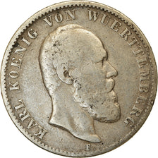 Coin, German States, WURTTEMBERG, Karl I, 2 Mark, 1876, Freudenstadt, VF(20-25)