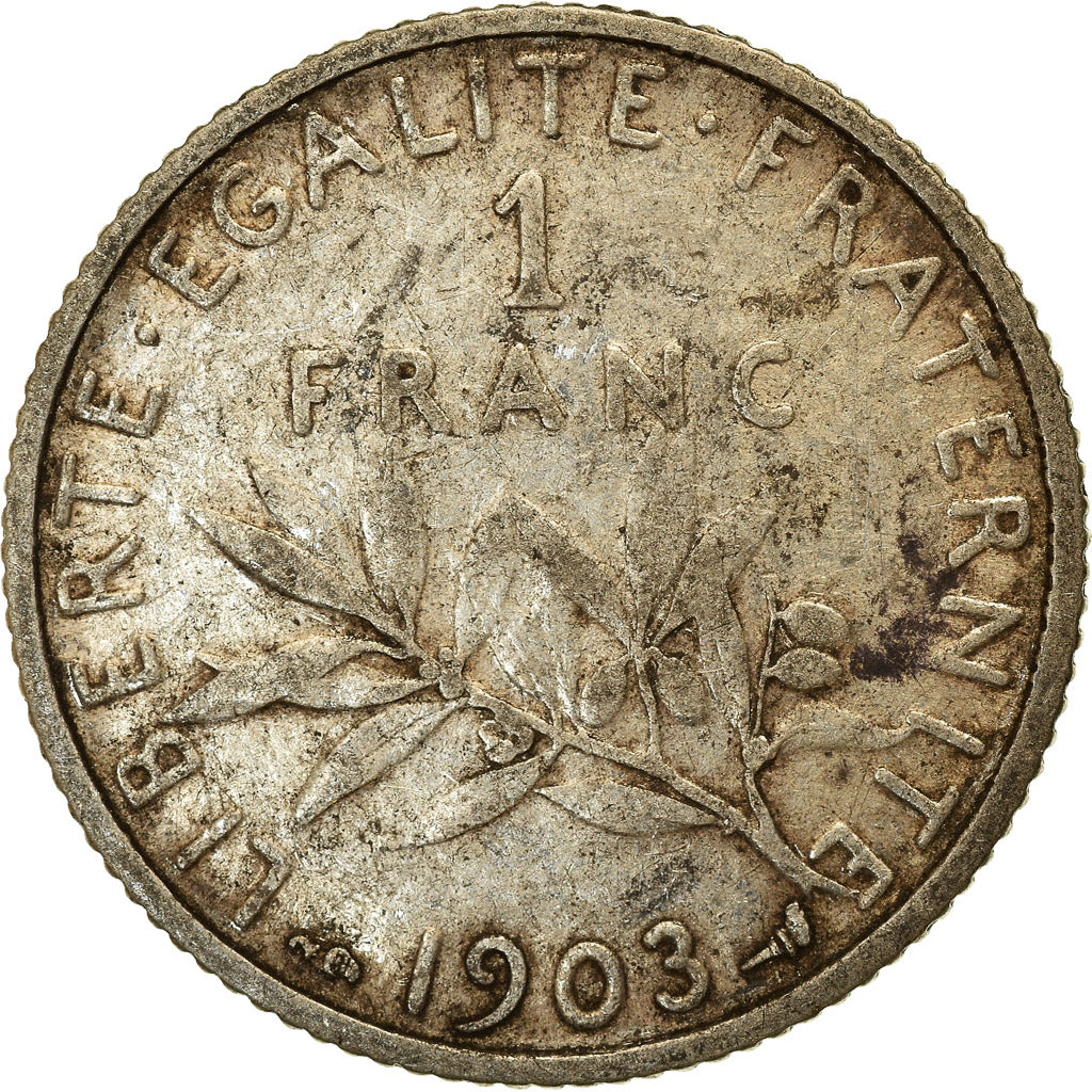 Coin, France, Semeuse, Franc, 1903, Paris, VF(20-25), Silver, KM:844.1
