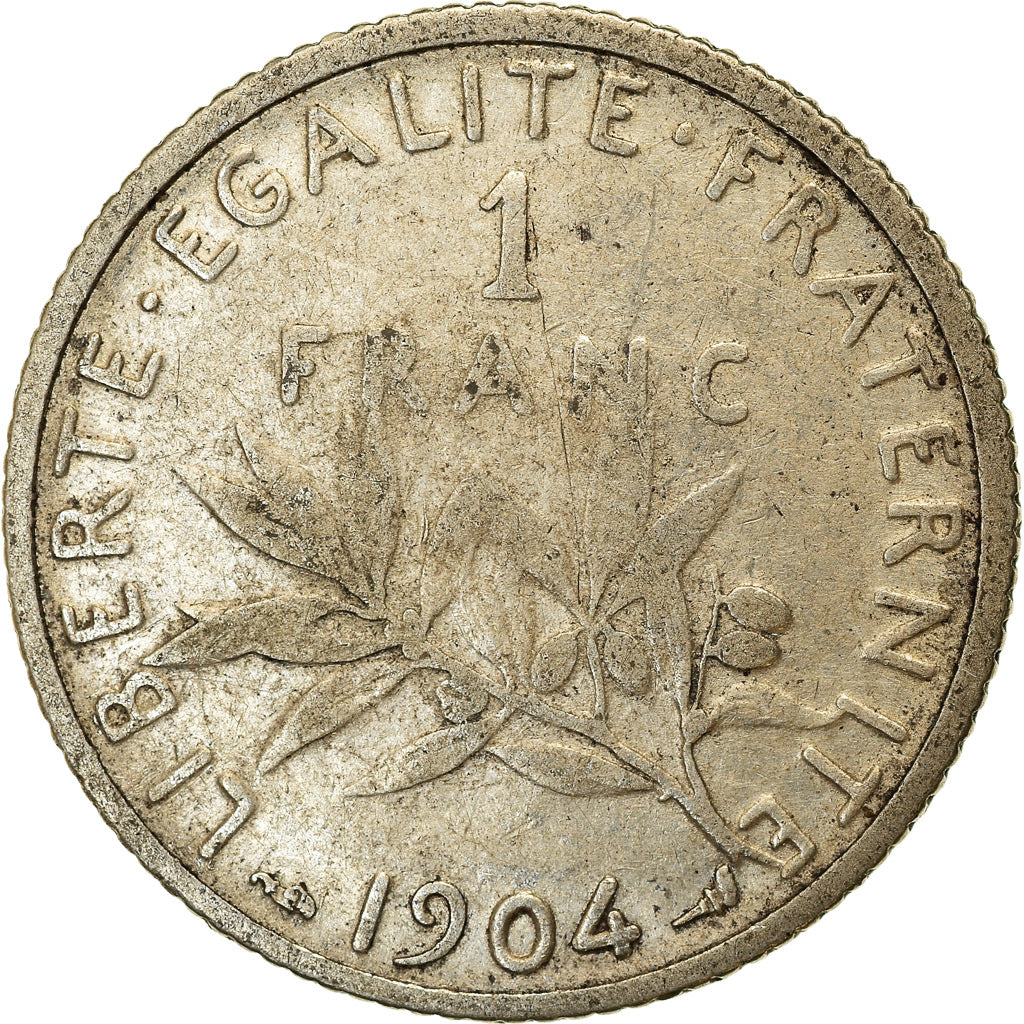 Coin, France, Semeuse, Franc, 1904, Paris, VF(20-25), Silver, KM:844.1