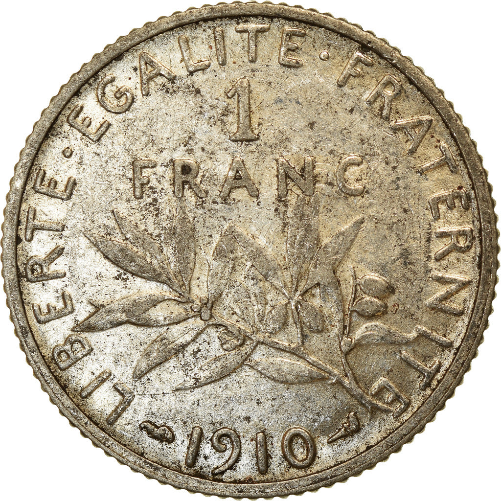 Coin, France, Semeuse, Franc, 1910, Paris, EF(40-45), Silver, KM:844.1
