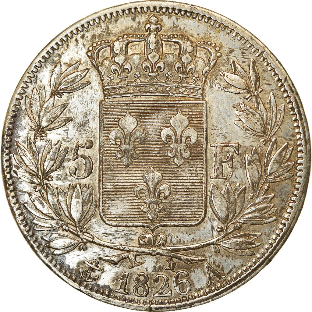 Moneta, Francia, Charles X, 5 Francs, 1826, Paris, BB+, Argento, KM:720.1