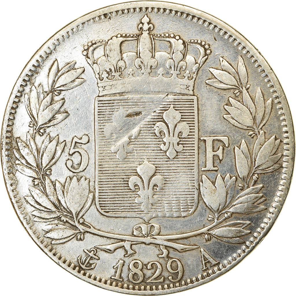 Coin, France, Charles X, 5 Francs, 1829, Paris, VF(30-35), Silver, KM:728.1