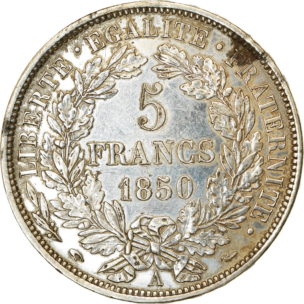 Moneta, Francia, Cérès, 5 Francs, 1850, Paris, BB, Argento, KM:761.1