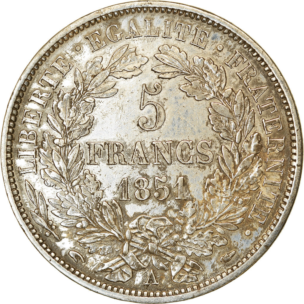 Moeda, França, Cérès, 5 Francs, 1851, Paris, EF(40-45), Prata, KM:761.1