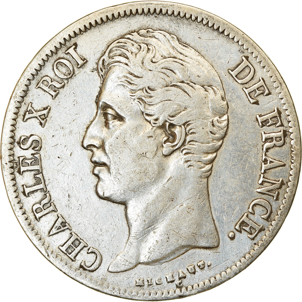 Coin, France, Charles X, 5 Francs, 1830, La Rochelle, VF(20-25), Silver