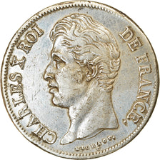 Coin, France, Charles X, 5 Francs, 1828, Lyon, VF(30-35), Silver, KM:728.4