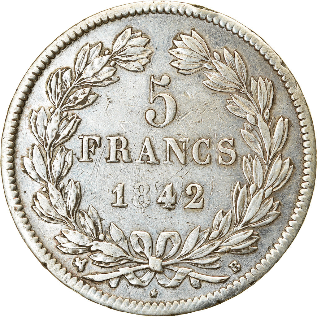 Coin, France, Louis-Philippe, 5 Francs, 1842, Rouen, VF(30-35), Silver