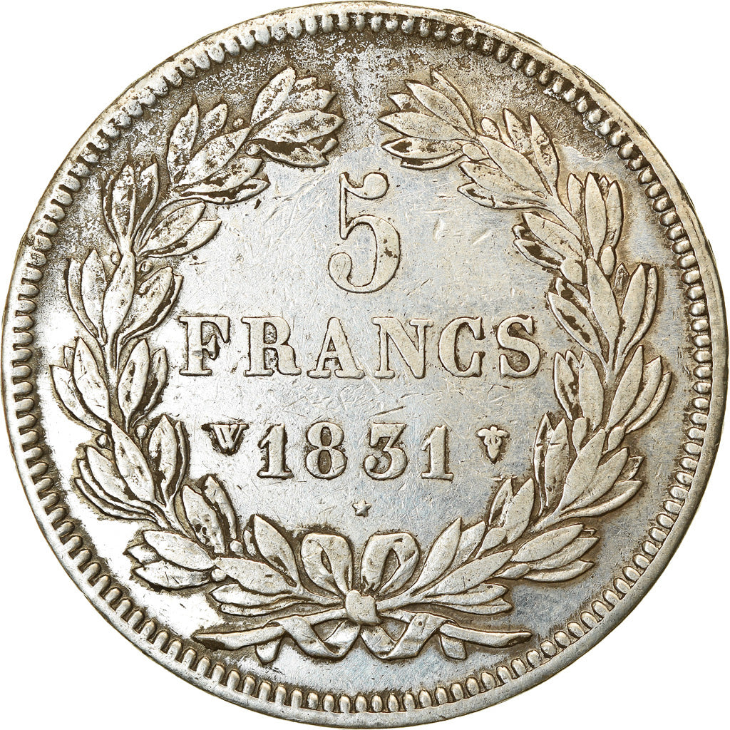Coin, France, Louis-Philippe, 5 Francs, 1831, Lille, VF(30-35), Silver