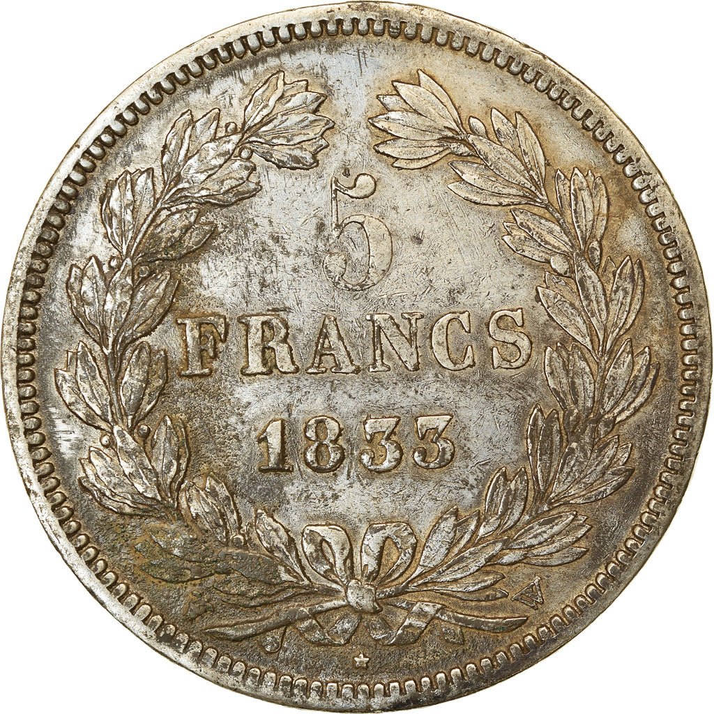Moneta, Francia, Louis-Philippe, 5 Francs, 1833, Lille, BB, Argento, KM:749.13