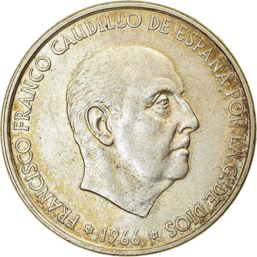 Monnaie, Espagne, Caudillo and regent, 100 Pesetas, 1966, TTB+, Argent, KM:797