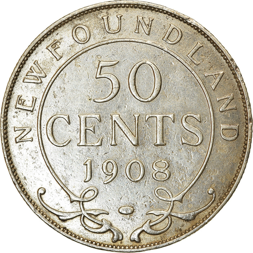 Münze, NEWFOUNDLAND, 50 Cents, 1908, S+, Silber, KM:11