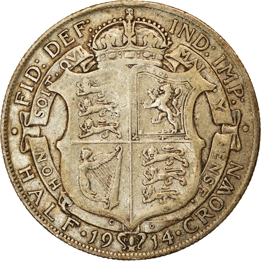 Monnaie, Grande-Bretagne, George V, 1/2 Crown, 1914, TB+, Argent, KM:818.1