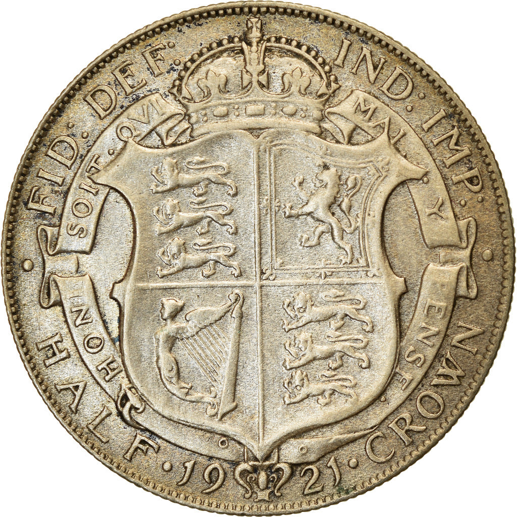Coin, Great Britain, George V, 1/2 Crown, 1921, EF(40-45), Silver, KM:818.1a