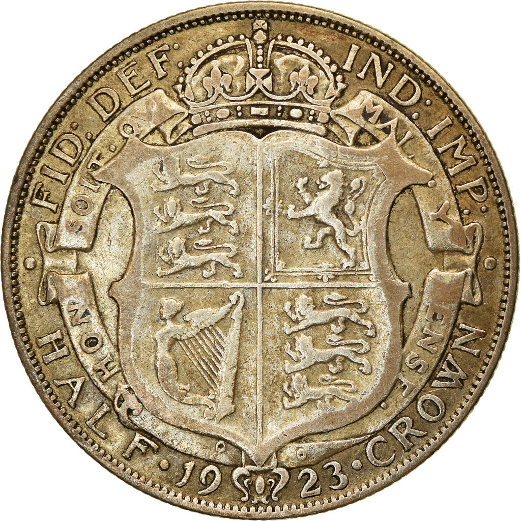 Münze, Großbritannien, George V, 1/2 Crown, 1923, S+, Silber, KM:818.2