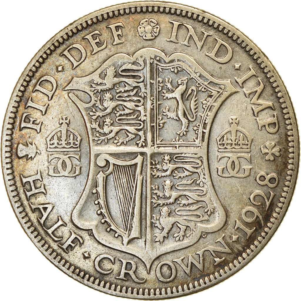 Münze, Großbritannien, George V, 1/2 Crown, 1928, S+, Silber, KM:835