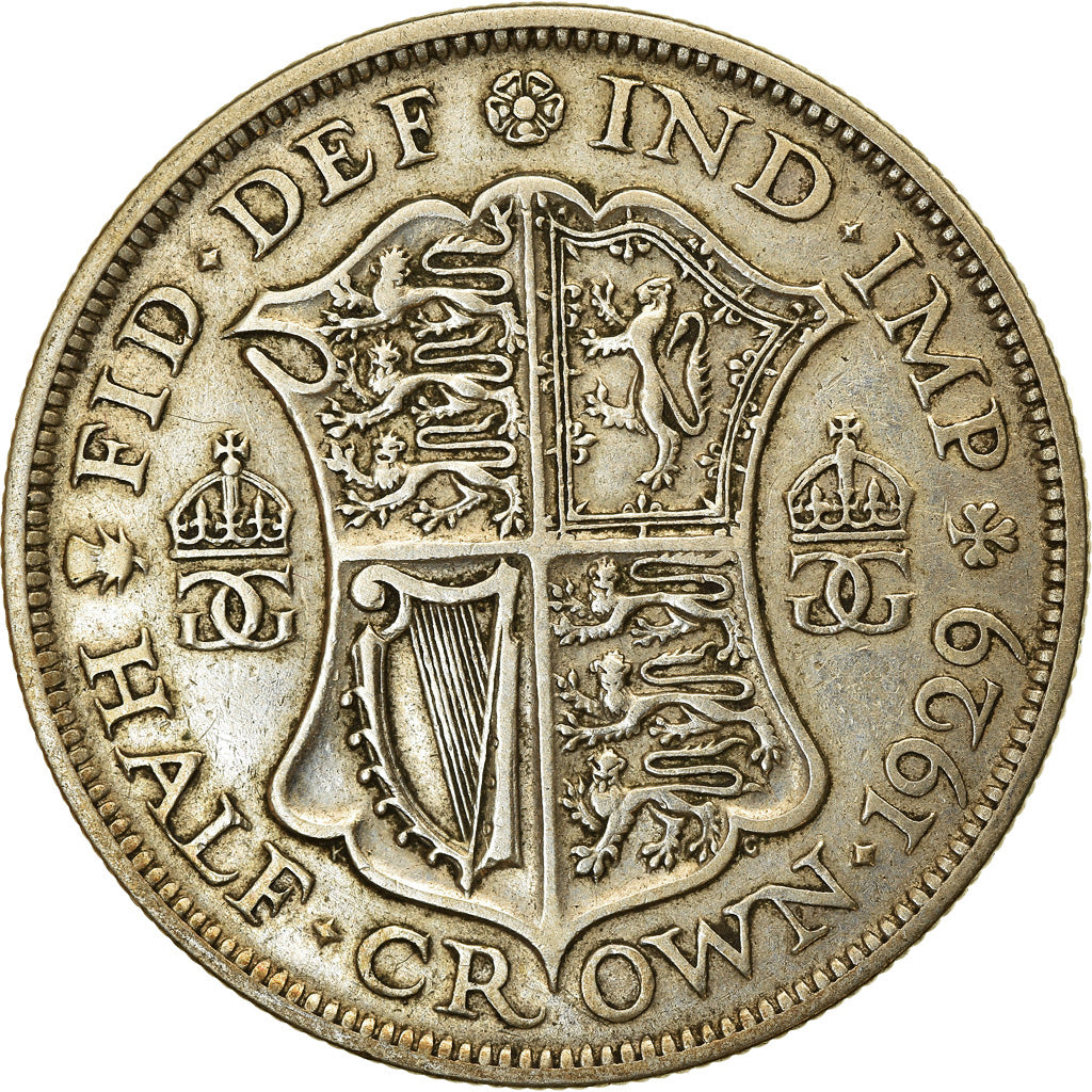 Moneta, Gran Bretagna, George V, 1/2 Crown, 1929, MB+, Argento, KM:835