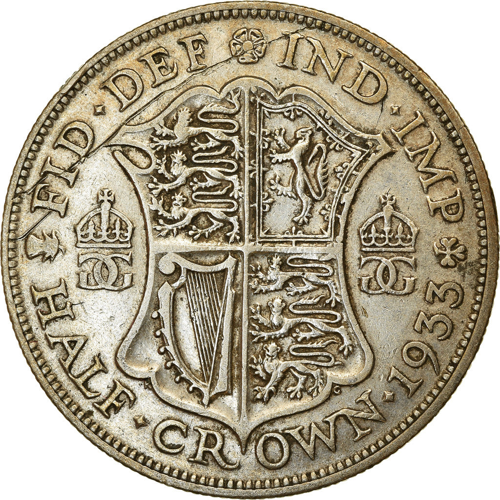 Moneta, Gran Bretagna, George V, 1/2 Crown, 1933, MB+, Argento, KM:835