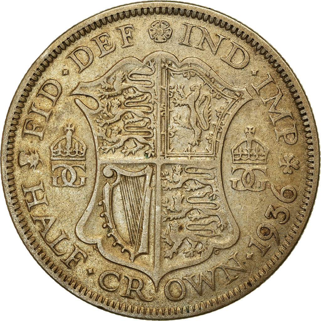 Coin, Great Britain, George V, 1/2 Crown, 1936, VF(30-35), Silver, KM:835