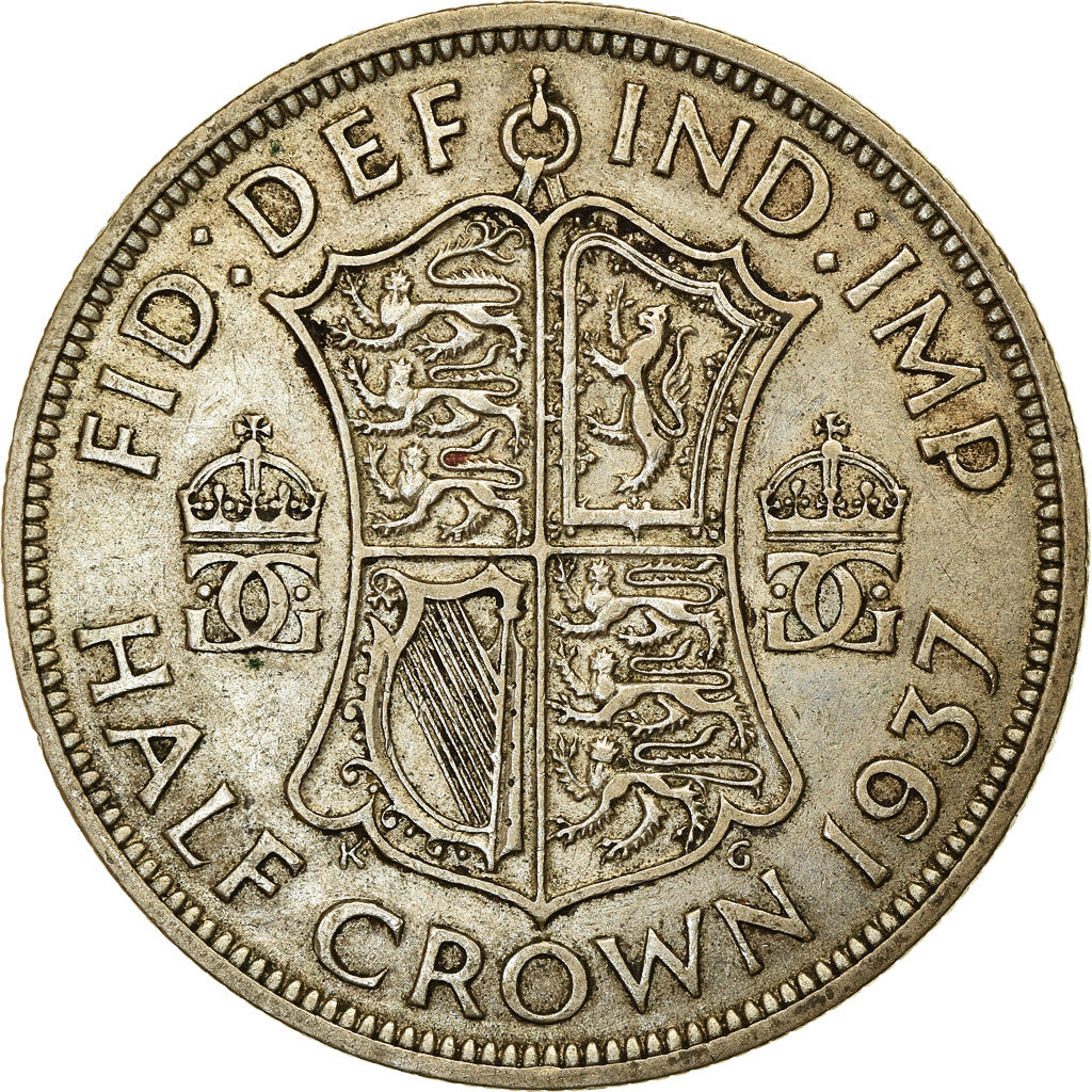 Coin, Great Britain, George VI, 1/2 Crown, 1937, EF(40-45), Silver, KM:856