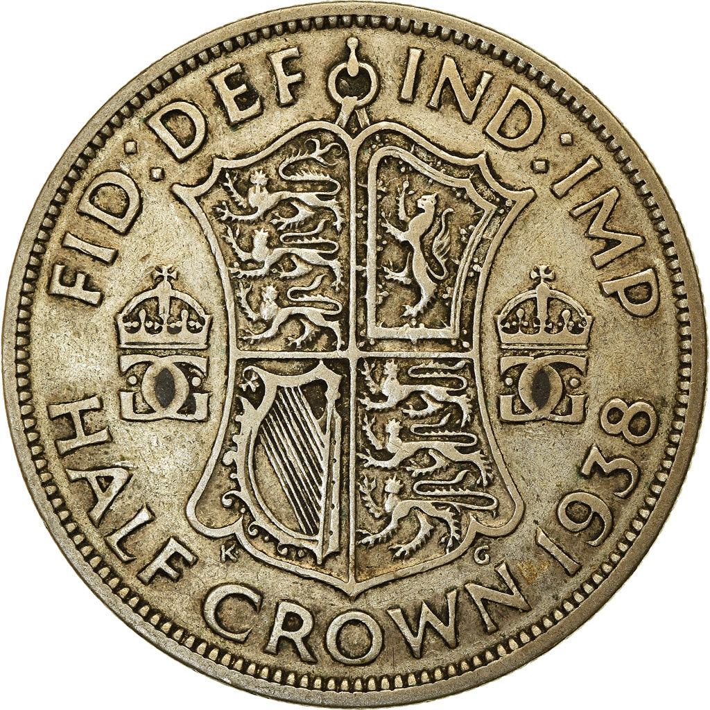 Coin, Great Britain, George VI, 1/2 Crown, 1938, EF(40-45), Silver, KM:856