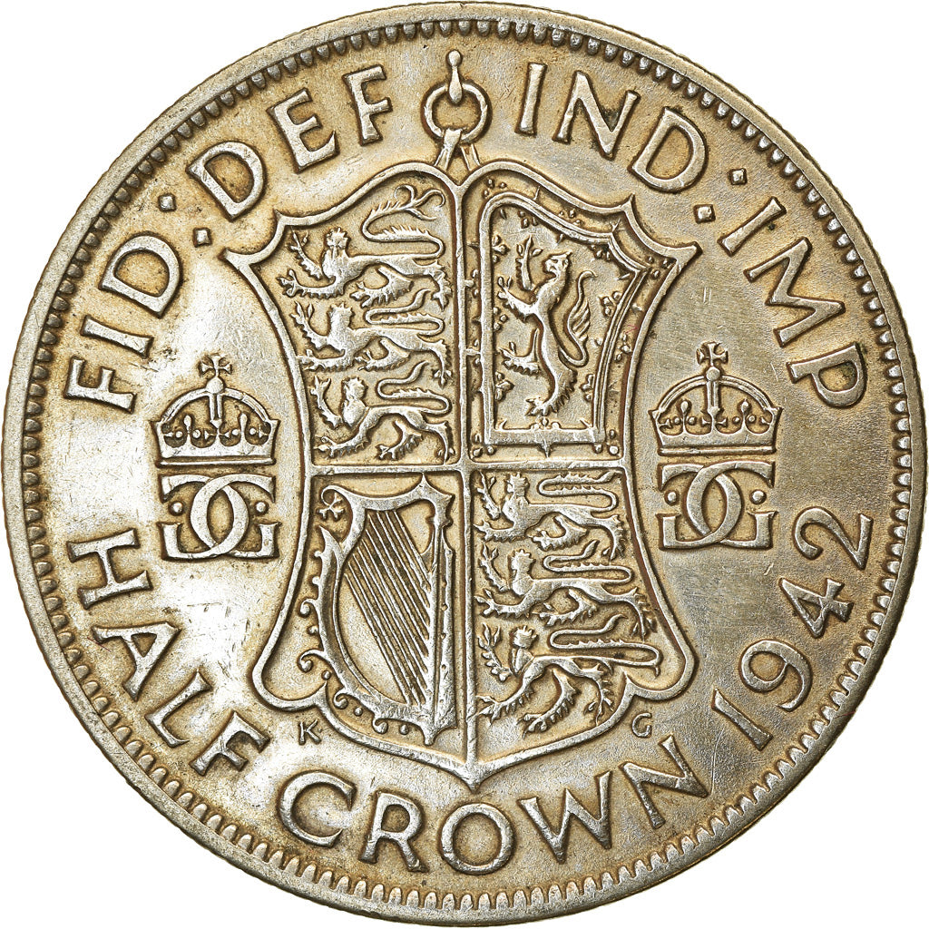 Coin, Great Britain, George VI, 1/2 Crown, 1942, EF(40-45), Silver, KM:856