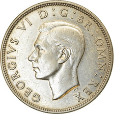 Münze, Großbritannien, George VI, 1/2 Crown, 1945, SS+, Silber, KM:856