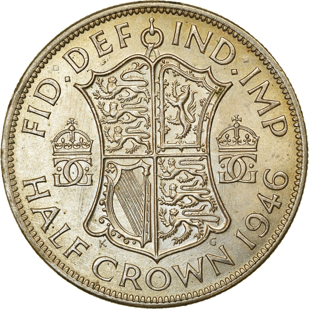 Coin, Great Britain, George VI, 1/2 Crown, 1946, AU(55-58), Silver, KM:856