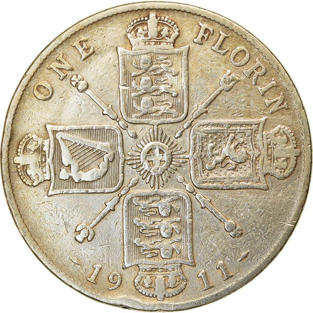 Coin, Great Britain, George V, Florin, Two Shillings, 1911, VF(30-35), Silver