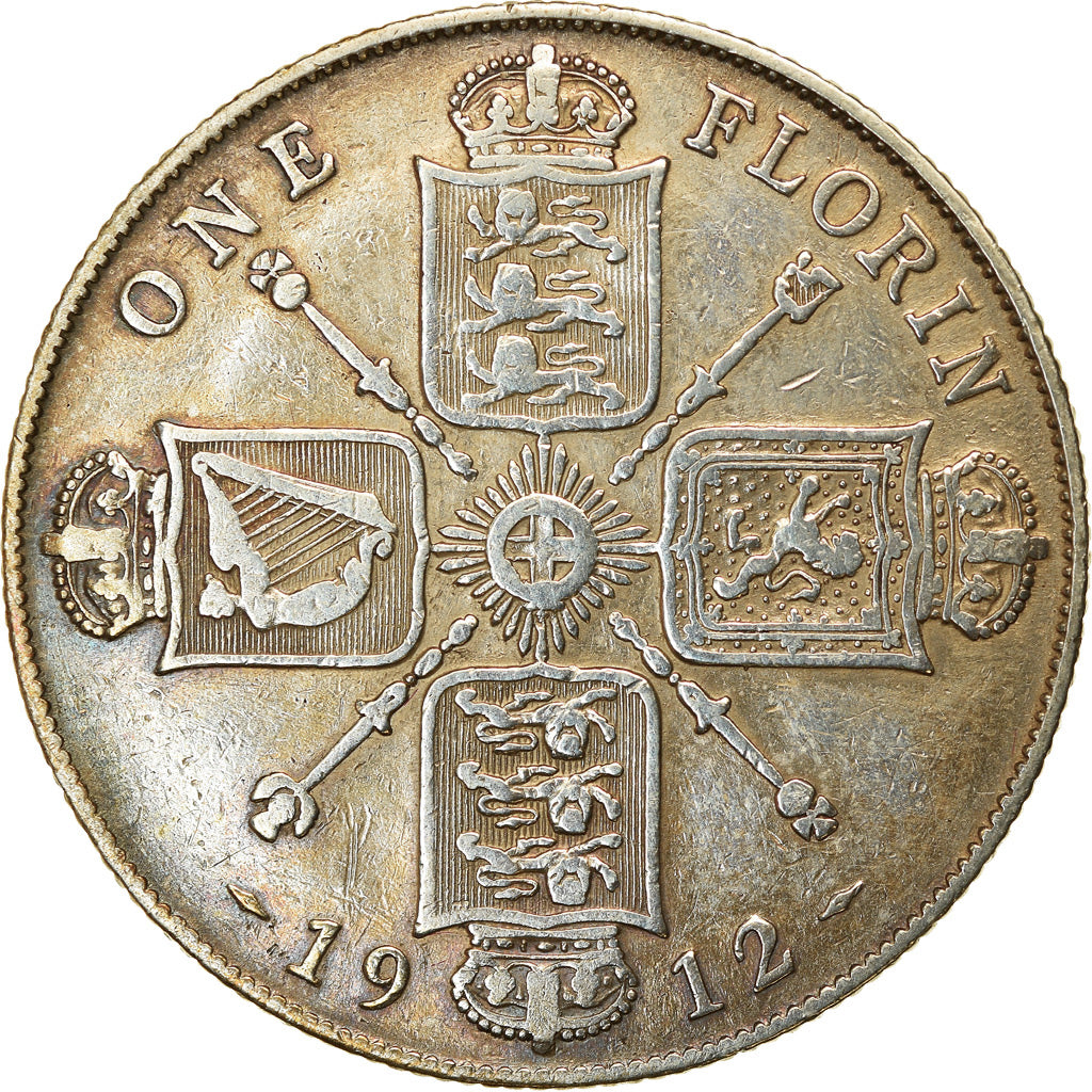 Coin, Great Britain, George V, Florin, Two Shillings, 1912, VF(30-35), Silver