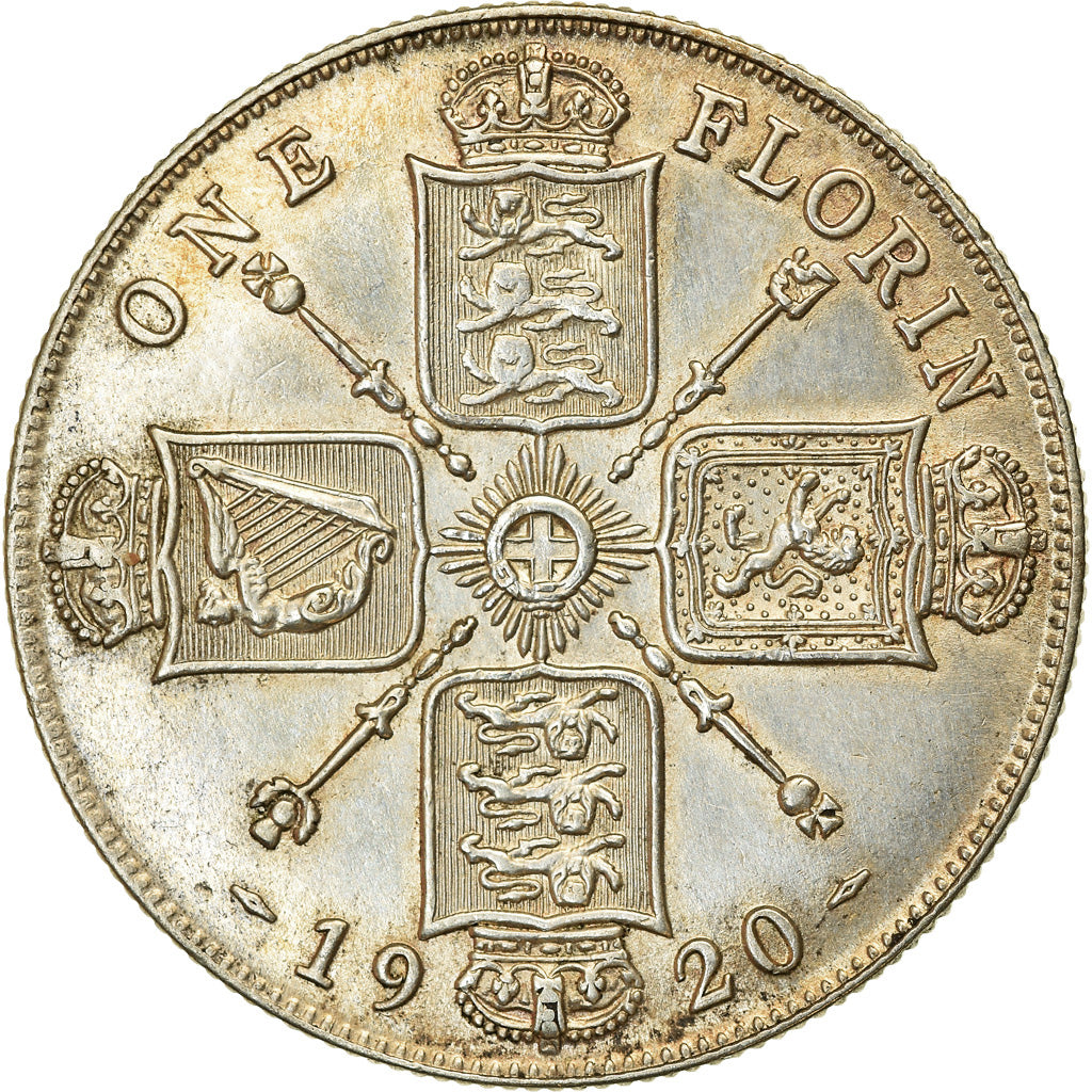 Coin, Great Britain, George V, Florin, Two Shillings, 1920, AU(55-58), Silver