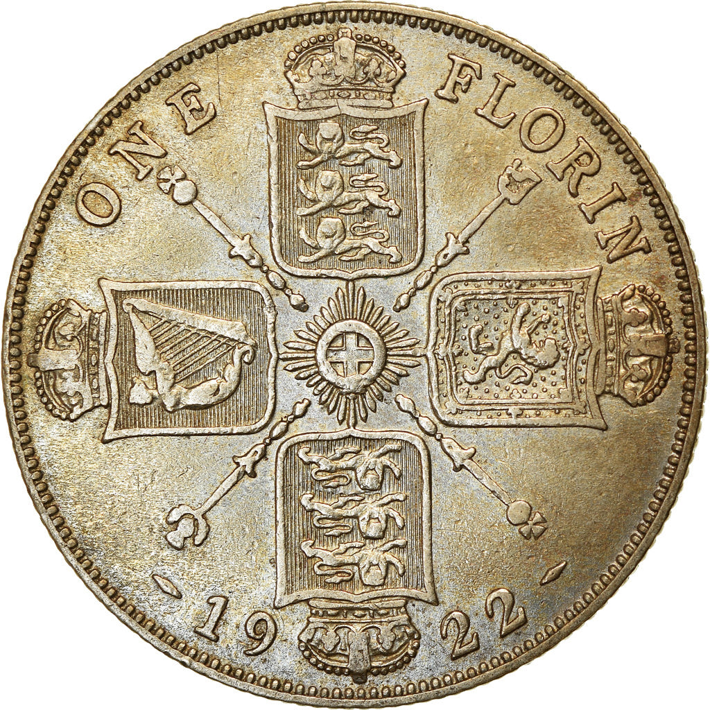 Moneta, Gran Bretagna, George V, Florin, Two Shillings, 1922, MB+, Argento