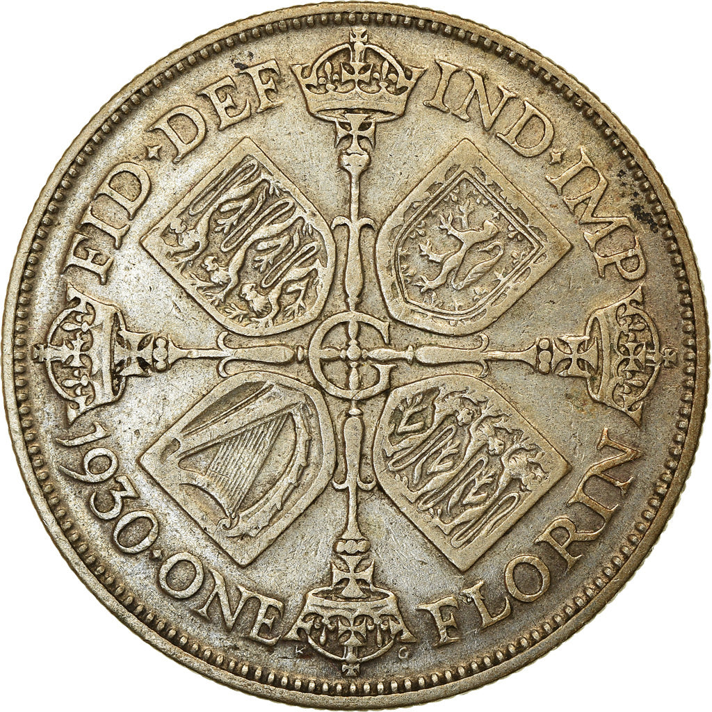 Münze, Großbritannien, George V, Florin, Two Shillings, 1930, S+, Silber