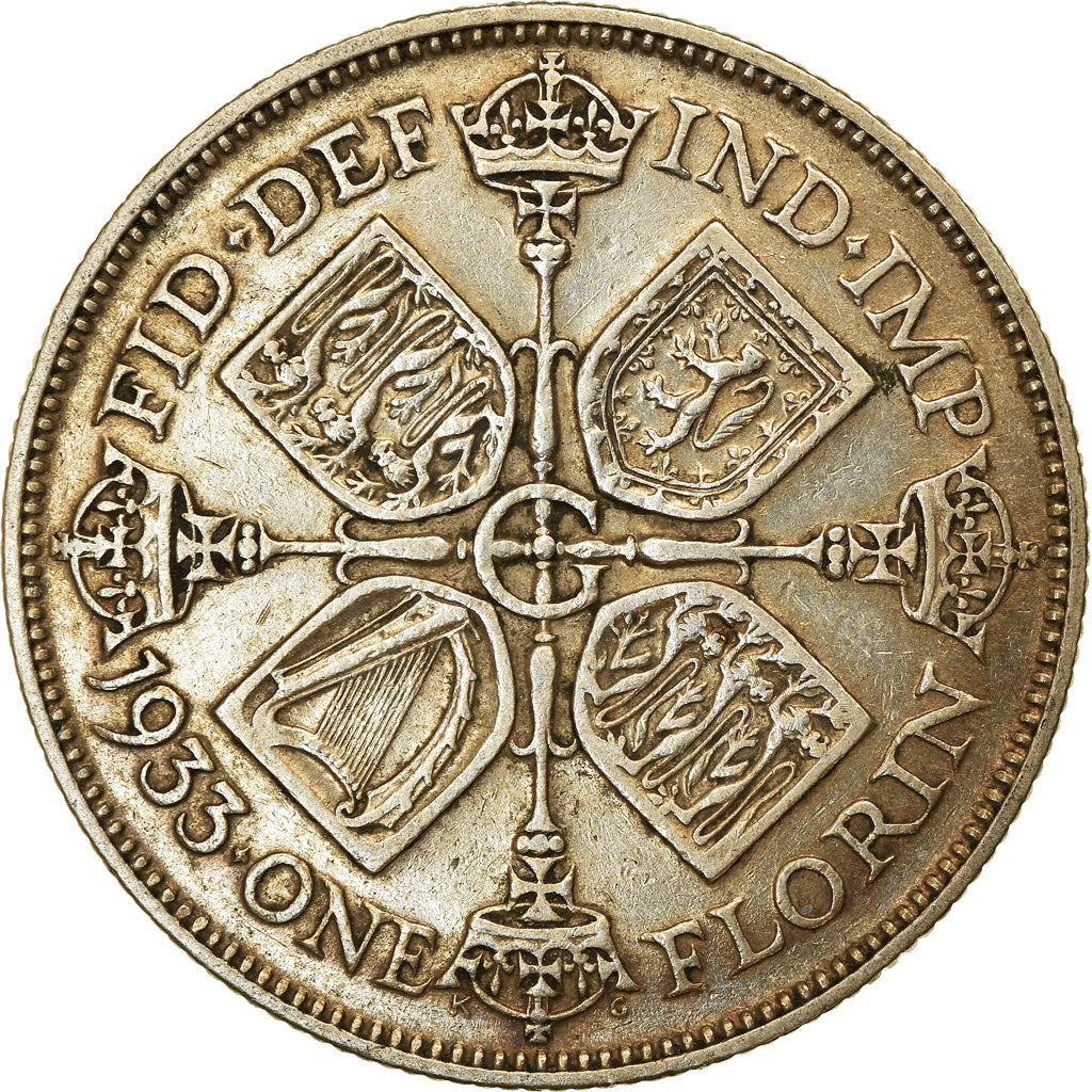 Coin, Great Britain, George V, Florin, Two Shillings, 1933, EF(40-45), Silver