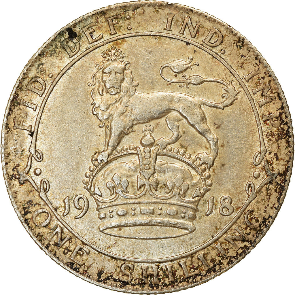 Coin, Great Britain, George V, Shilling, 1918, AU(50-53), Silver, KM:816