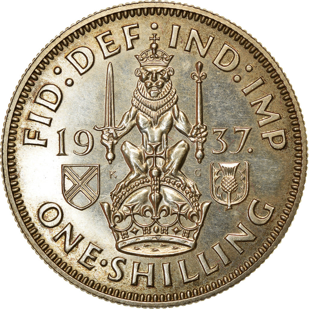 Moneta, Wielka Brytania, George VI, Shilling, 1937, MS(64), Srebro, KM:853