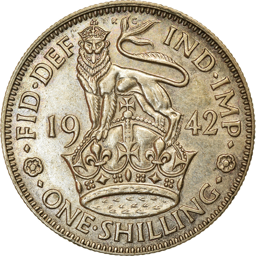 Coin, Great Britain, George VI, Shilling, 1942, AU(50-53), Silver, KM:853