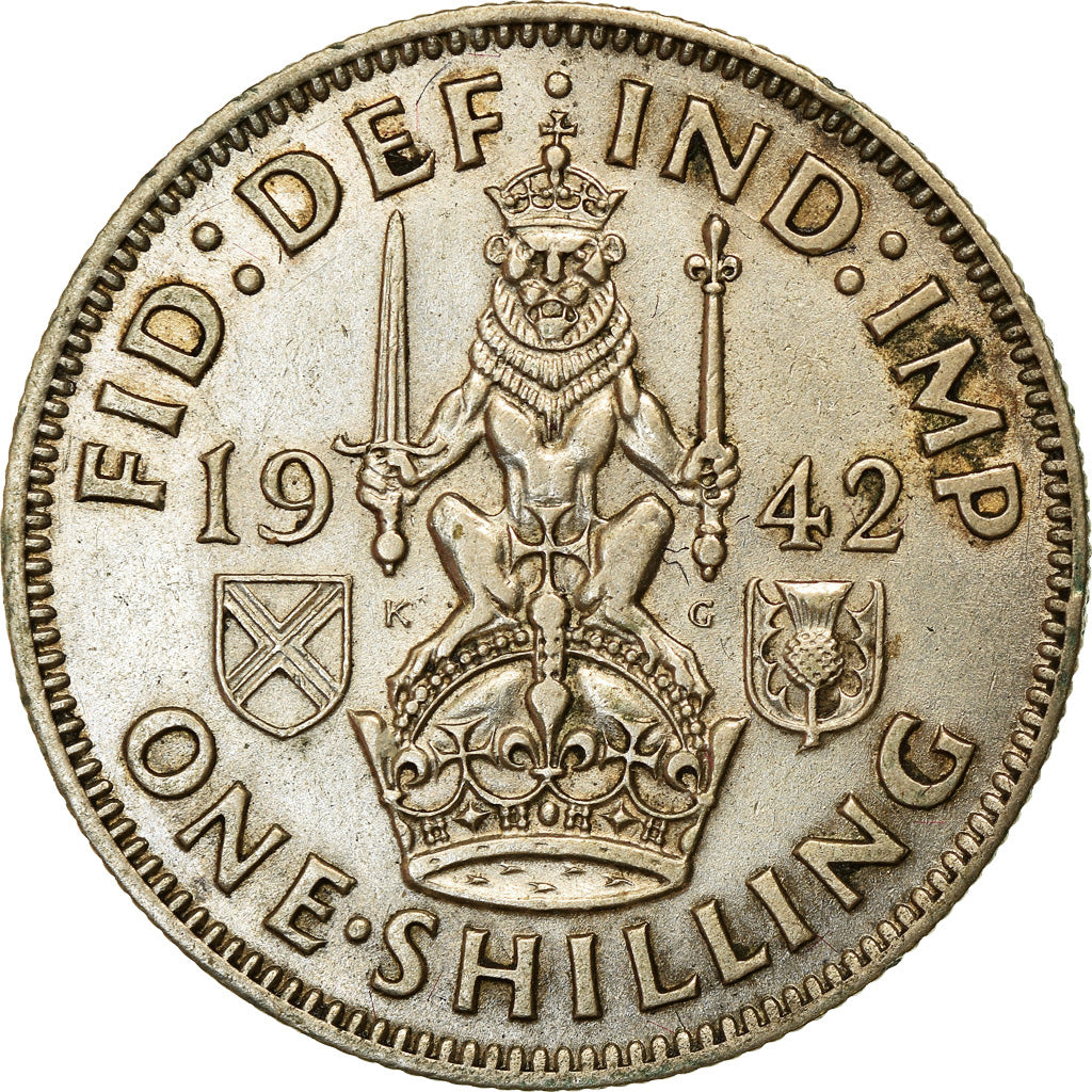 Coin, Great Britain, George VI, Shilling, 1942, AU(50-53), Silver, KM:854