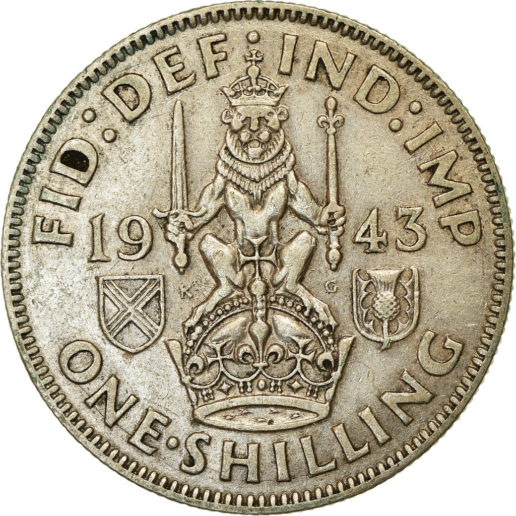 Moneta, Gran Bretagna, George VI, Shilling, 1943, BB, Argento, KM:854
