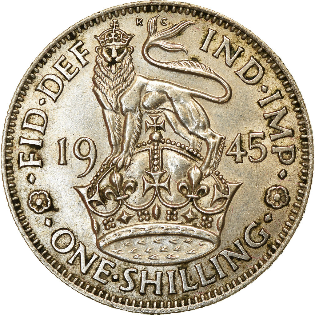 Monnaie, Grande-Bretagne, George VI, Shilling, 1945, SUP+, Argent, KM:854