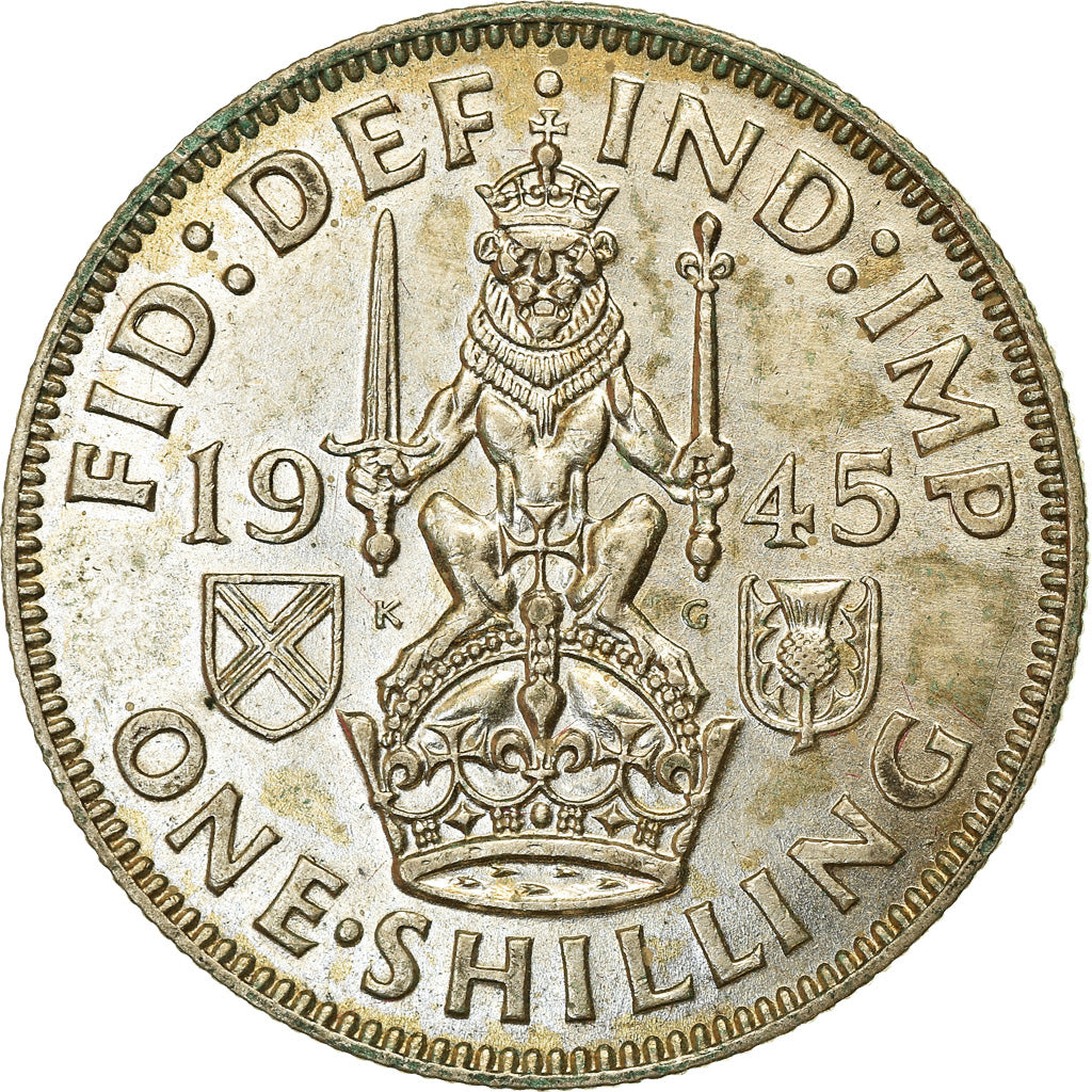 Coin, Great Britain, George VI, Shilling, 1945, AU(55-58), Silver, KM:853