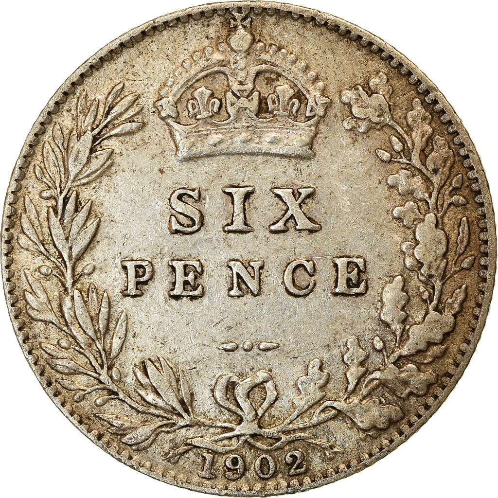 Coin, Great Britain, Edward VII, 6 Pence, 1902, EF(40-45), Silver, KM:799