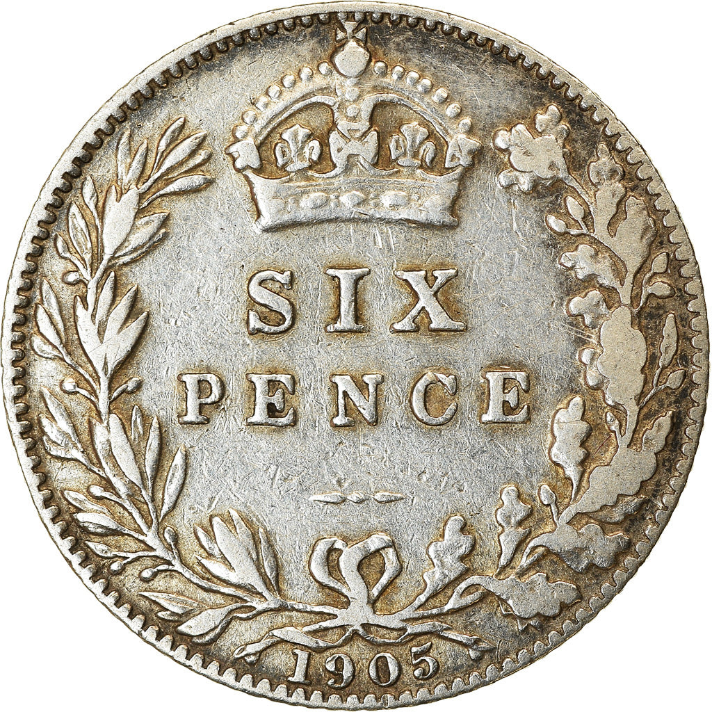 Coin, Great Britain, Edward VII, 6 Pence, 1905, EF(40-45), Silver, KM:799