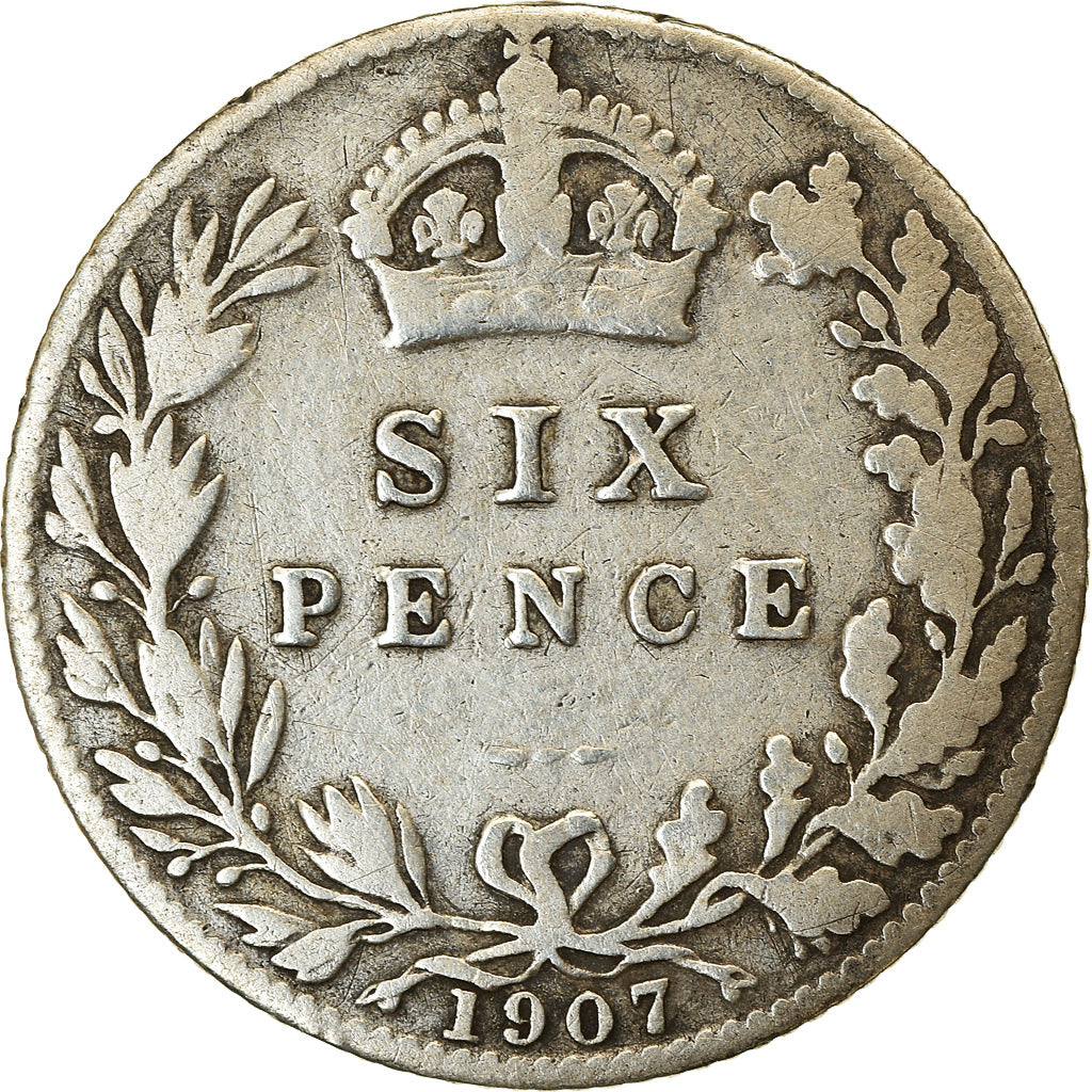 Coin, Great Britain, Edward VII, 6 Pence, 1907, VF(20-25), Silver, KM:799