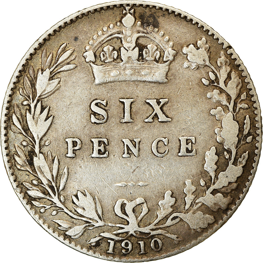 Coin, Great Britain, Edward VII, 6 Pence, 1910, EF(40-45), Silver, KM:799
