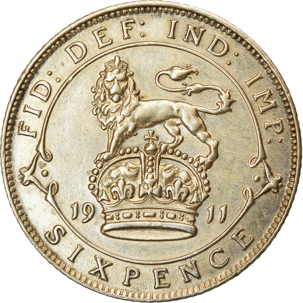 Coin, Great Britain, George V, 6 Pence, 1911, AU(55-58), Silver, KM:815