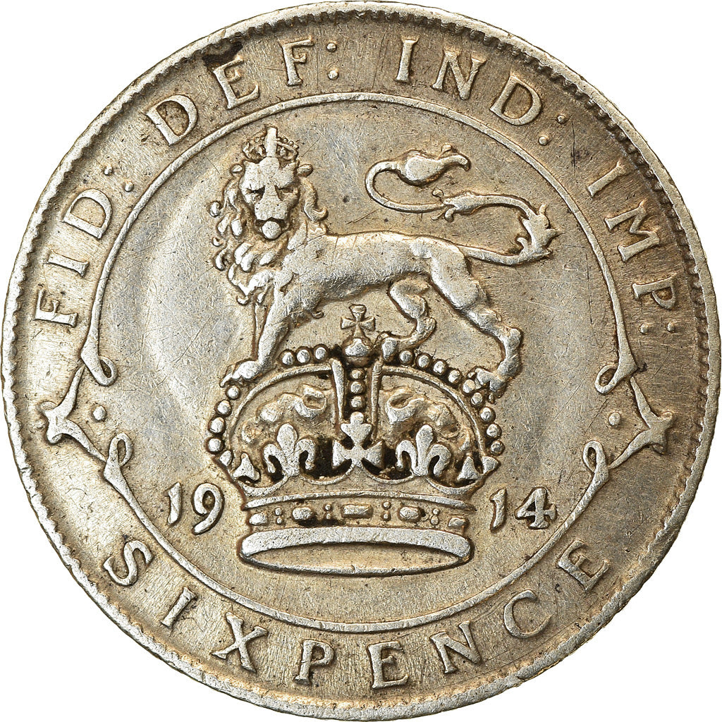 Coin, Great Britain, George V, 6 Pence, 1914, EF(40-45), Silver, KM:815