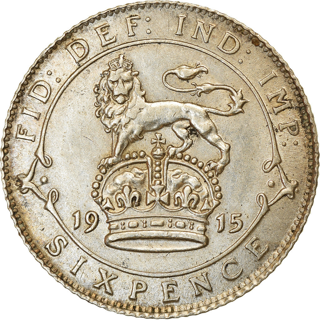 Coin, Great Britain, George V, 6 Pence, 1915, AU(55-58), Silver, KM:815