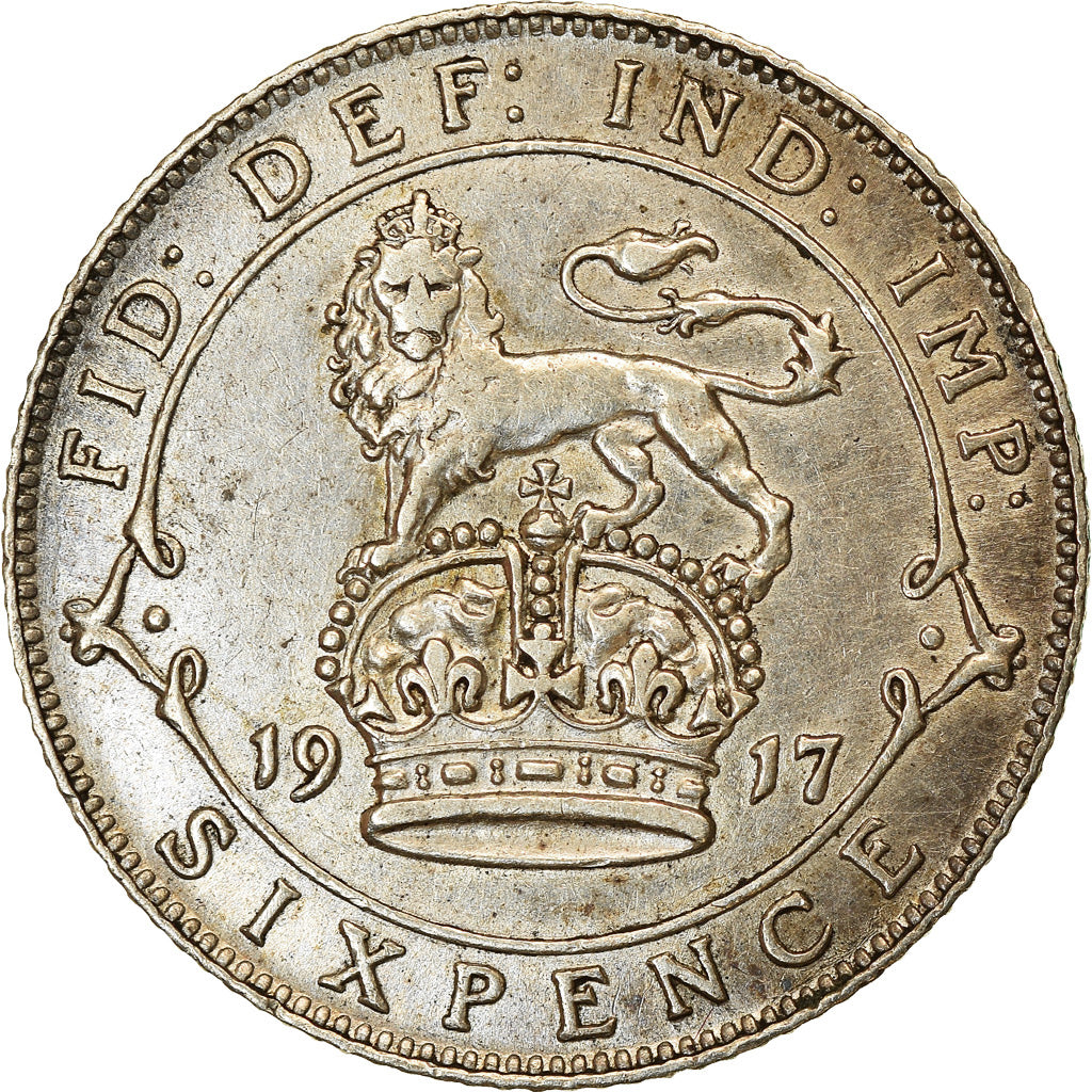 Coin, Great Britain, George V, 6 Pence, 1917, AU(50-53), Silver, KM:815